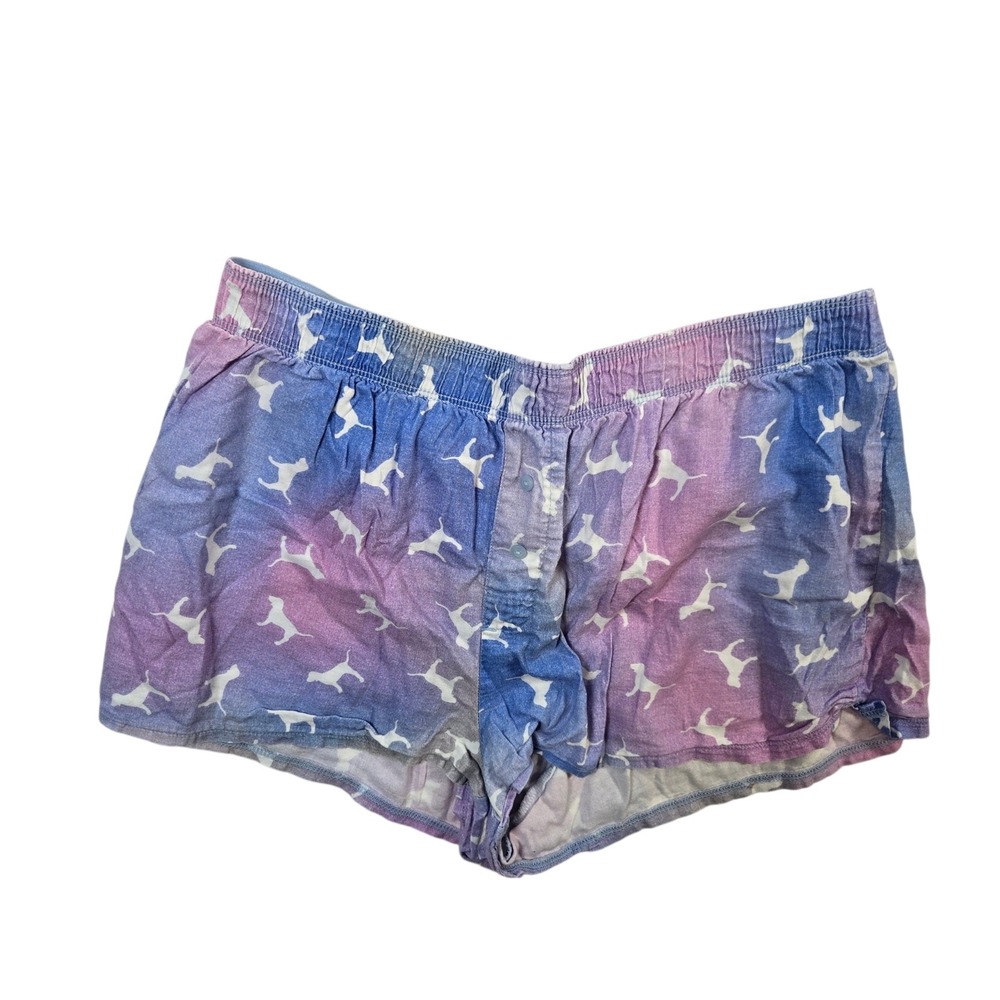 PINK‎ Victoria's Secret Sleep Shorts Blue Purple Galaxy Dog Logo Print Medium - Picture 3 of 6